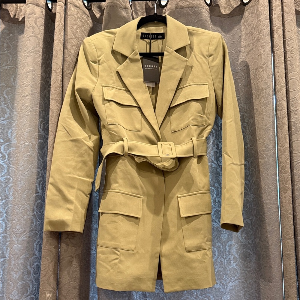Lioness Tan Utility Dress with Belted Waist